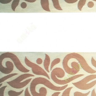 Brown beige color traditional design textured finished background with transparent net finished fabric zebra blind